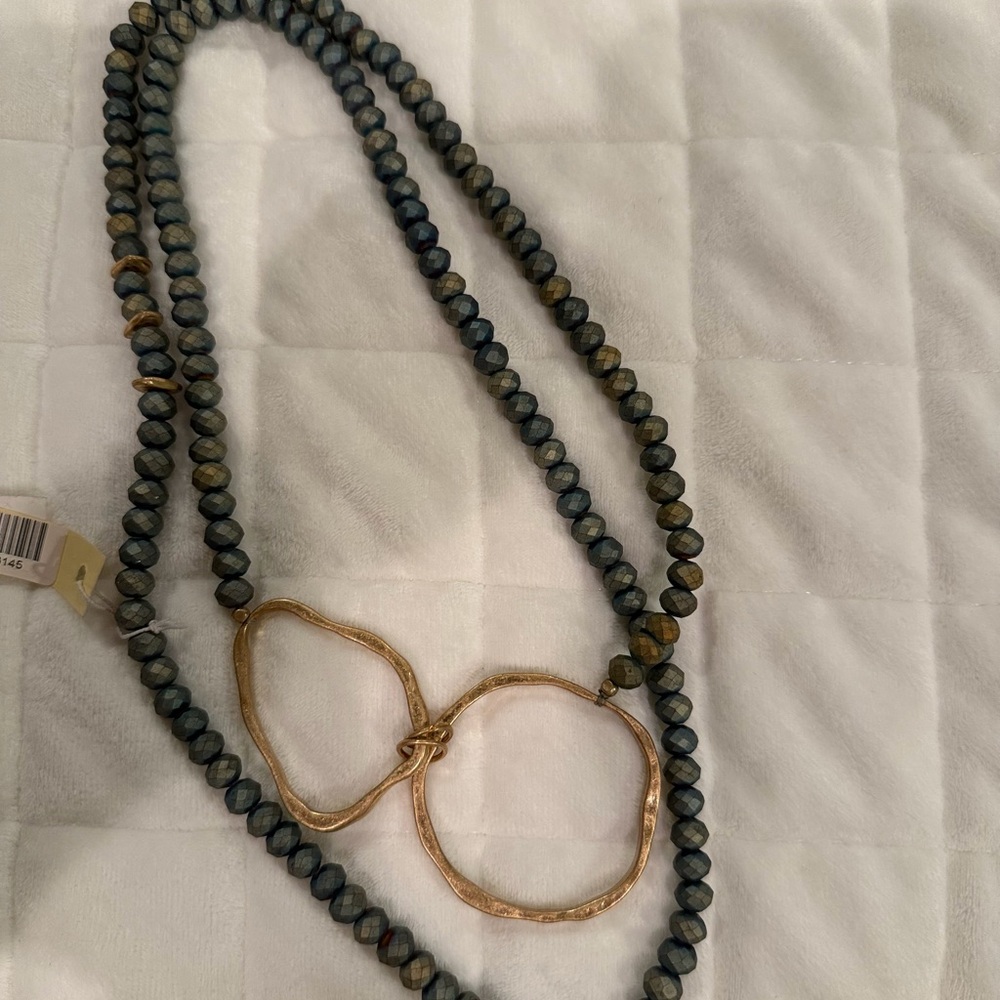 Beaded Necklace with Gold Accents
